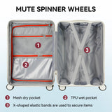 HEJIHUI 20 Inch Carry On Luggage with Spinner Wheels,PC Hard Shell Suitcase with USB Port,Lightweight Travel Luggage Airline Approved for Men Women, White