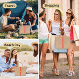 Hello Beaches Large Beach Bag Jute Woven Pink and Red. Beach Bags for women. Versatile tote use as a Pool bag or Work tote.