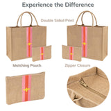Hello Beaches Large Beach Bag Jute Woven Pink and Red. Beach Bags for women. Versatile tote use as a Pool bag or Work tote.