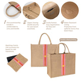 Hello Beaches Large Beach Bag Jute Woven Pink and Red. Beach Bags for women. Versatile tote use as a Pool bag or Work tote.