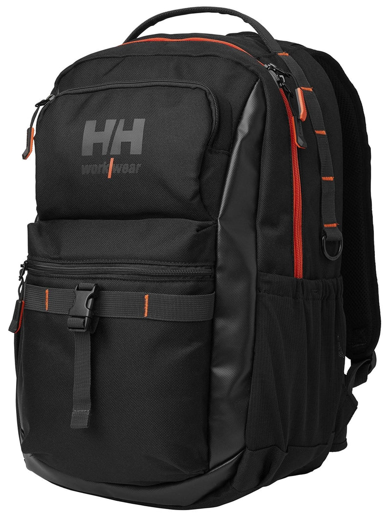 Helly - Hansen Work Day Backpack for Men and Women with Padded Laptop Compartment, Front and Side Pockets, Packable Hip Straps, Black - One Size