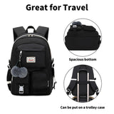 HengQiYu Large Backpack Girl Backpack Teen Girls Bookbag College Women Middle High School School Bag For Big Student Laptop Backpack (Black)