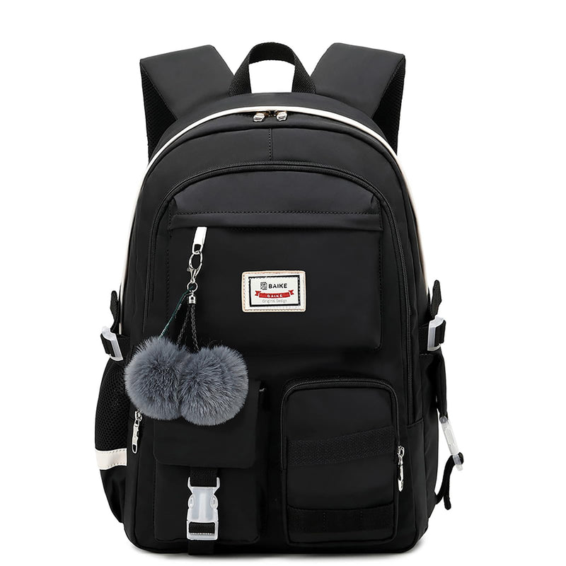 HengQiYu Large Backpack Girl Backpack Teen Girls Bookbag College Women Middle High School School Bag For Big Student Laptop Backpack (Black)
