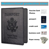 Herain Black & Dark Blue Passport Holder for Travel, Passport Cover Wallet Case 2 Pack Women Men Family Cruise Ship Essentials, Passports Book Holders Travel Vacation Must Haves