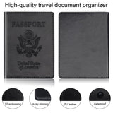 Herain Black & Dark Blue Passport Holder for Travel, Passport Cover Wallet Case 2 Pack Women Men Family Cruise Ship Essentials, Passports Book Holders Travel Vacation Must Haves