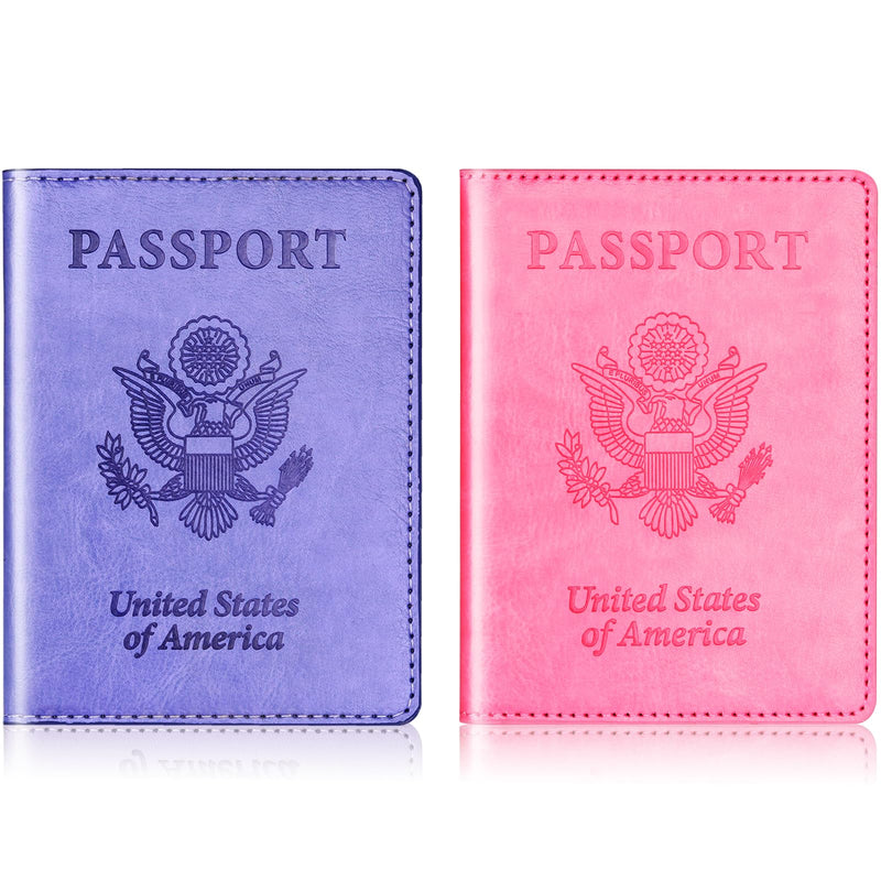 Herain Passport Holder for Travel Cruise Essentials 2 Pcs, Passport Cover Wallet Case Travel Gifts Women Men Family, Passports Book Holders Vacation Accessories Must Haves