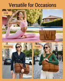 Herald Puffer Tote Bag for Women, Large Quilted Puffy Handbag Lightweight Satchel Purse with Cup Holder & Compartment (Brown)