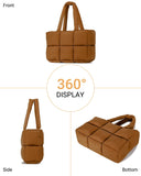 Herald Puffer Tote Bag for Women, Large Quilted Puffy Handbag Lightweight Satchel Purse with Cup Holder & Compartment (Brown)