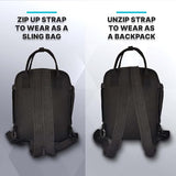 Herb Guard Black Mini Locking Backpack - With Built in Tray, YKK Zippers and More - Doubles as a Shoulder Sling Bag