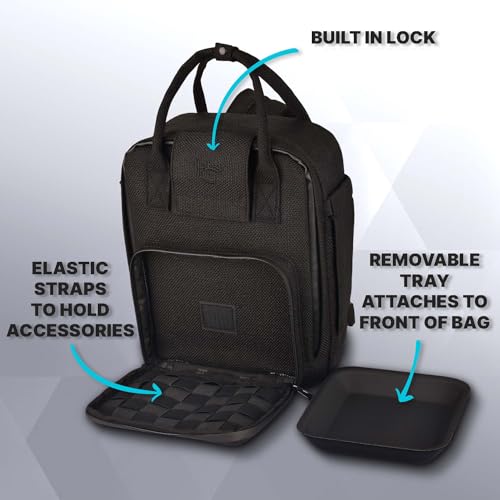 Herb Guard Black Mini Locking Backpack - With Built in Tray, YKK Zippers and More - Doubles as a Shoulder Sling Bag