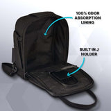 Herb Guard Black Mini Locking Backpack - With Built in Tray, YKK Zippers and More - Doubles as a Shoulder Sling Bag