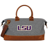 Heritage Gear - Travel Duffel Bags - Overnight Carry On Travel Bags - Weekender Personal Item Travel Bag, Hospital Bag for Women Labor Delivery - LSU Tigers Design - Grey & Brown