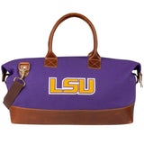 Heritage Gear - Travel Duffel Bags - Overnight Carry On Travel Bags - Weekender Personal Item Travel Bag, Hospital Bag for Women Labor Delivery - LSU Tigers Design - Purple & Brown
