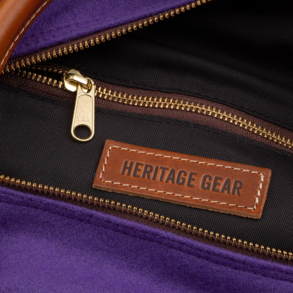 Heritage Gear - Travel Duffel Bags - Overnight Carry On Travel Bags - Weekender Personal Item Travel Bag, Hospital Bag for Women Labor Delivery - LSU Tigers Design - Purple & Brown