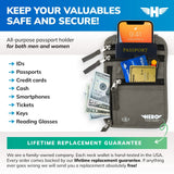 HERO Neck Wallet, RFID Blocking Passport Holder, Easy to Conceal Travel Pouch