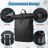 HEROIC KNIGHT Rolltop Backpack, 15.6 Inch Waterproof Laptop Backpack with USB Charging Port, Expandable 18 - 27L Travel Backpack for Men Women, Casual Daypack for Work Business College - Black