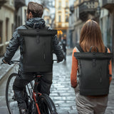 HEROIC KNIGHT Rolltop Backpack, 15.6 Inch Waterproof Laptop Backpack with USB Charging Port, Expandable 18 - 27L Travel Backpack for Men Women, Casual Daypack for Work Business College - Black