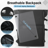 HEROIC KNIGHT Rolltop Backpack, 15.6 Inch Waterproof Laptop Backpack with USB Charging Port, Expandable 18 - 27L Travel Backpack for Men Women, Casual Daypack for Work Business College - Black