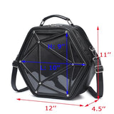 Hexagonal PU Ita Backpack, Clear Pin Window Crossbody Purse for Anime Fans
