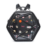 Hexagonal PU Ita Backpack, Clear Pin Window Crossbody Purse for Anime Fans | Backpacks4Less