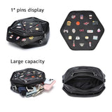 Hexagonal PU Ita Backpack, Clear Pin Window Crossbody Purse for Anime Fans
