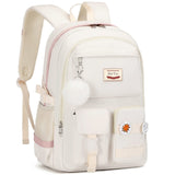 Hey Yoo School Backpack for Girls Backpack with Lunch Box Teen Girl Backpack Set Cute School Bag Bookbag for Teen Girls (White)