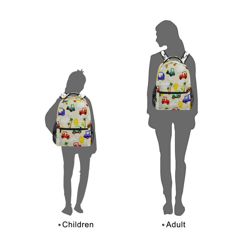 hezely Colorful Jeeps School Backpack Bookbags, Athletic Student Laptop Book Bag,Backpack with Side Pockets for Travel, Hiking, Camping