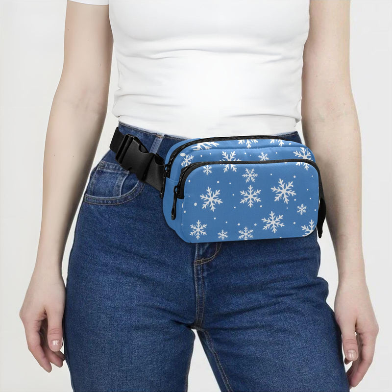 Hi_0snowflake on Blue Background Pattern Fanny Pack Crossbody Bags for Women Men Fashion Everywhere Belt Bag