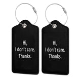 Hi i Don't Luggage Tags for Suitcase,2 Pack Retro Passport Carte Postale Leather Privacy Cover ID Label with Stainless Steel Loop for Women Men