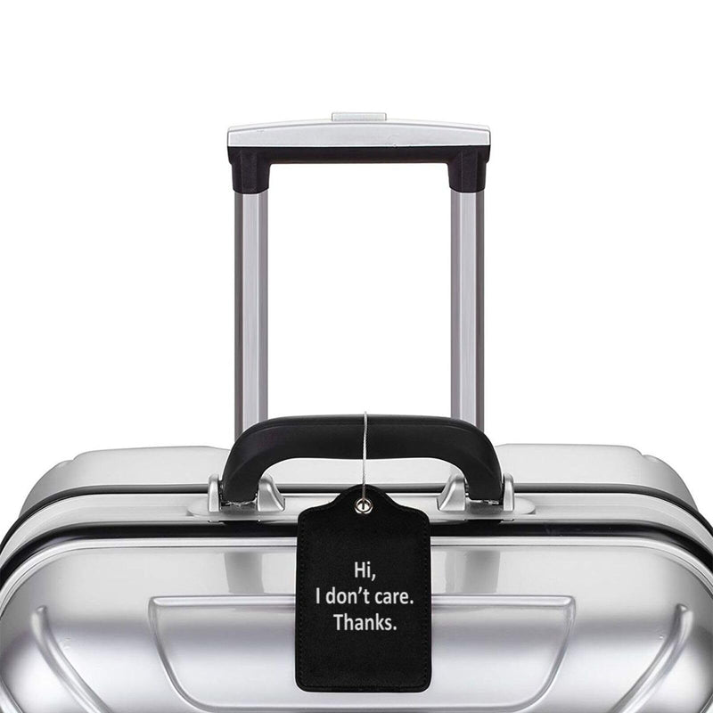 Hi i Don't Luggage Tags for Suitcase,2 Pack Retro Passport Carte Postale Leather Privacy Cover ID Label with Stainless Steel Loop for Women Men