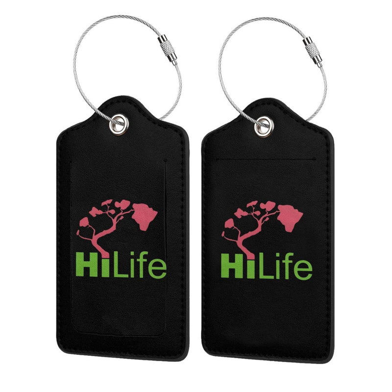 Hi Life Hawaii Luggage Tags for Suitcase,2 Pack Retro Passport Carte Postale Leather Privacy Cover ID Label with Stainless Steel Loop for Women Men