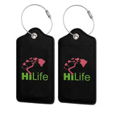 Hi Life Hawaii Luggage Tags for Suitcase,2 Pack Retro Passport Carte Postale Leather Privacy Cover ID Label with Stainless Steel Loop for Women Men
