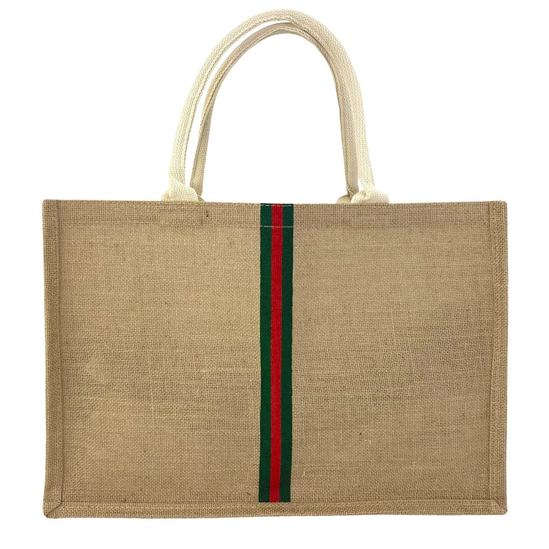 Hibala Woven Large Beach Bag Straw Beach Tote Handmade Weaving Shoulder Tassel Bag Handbag (Green Stripe)