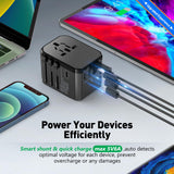 HICHOR Universal Travel Adapter International Plug - European Travel Plug Adapter Worldwide US AUS EU UK Spain Germany Ireland Italy - All - in - one Travel Outlet Power Adapter with 3 USB C 2 USB A