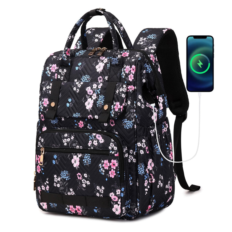 Hidds Laptop Backpack Purse for Women, Work Business College School Commuter Computer Bag Large Girls Nurse Teacher Bookbags Anti Theft Ladies Travel Daypack with Charging Port for 15.6 Inch Laptops