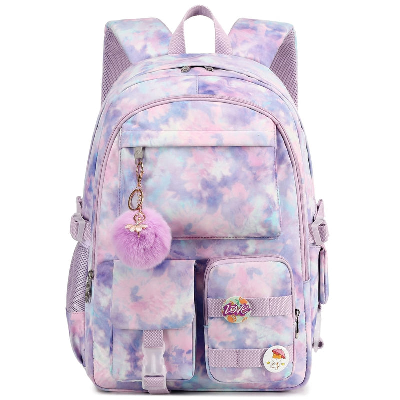 Hidds Laptop Backpacks 16 Inch School Bag College Backpack Anti Theft Travel Casual Daypack Bags Cute Bookbags Large Colorfull Carry on Back Pack for Teens Girls Women Students (Tie - Dye Purple)