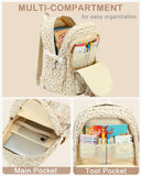 Hidds School Backpack for Teens Girls Women 15.6 Inch Laptop College Backpacks Corduroy Work Bag Kids Elementary Middle High Campus Bookbag Students Anti Theft Travel Daypack Womens - Beige Floral