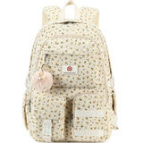 Hidds School Backpack for Teens Girls Women 15.6 Inch Laptop College Backpacks Corduroy Work Bag Kids Elementary Middle High Campus Bookbag Students Anti Theft Travel Daypack Womens - Beige Floral