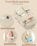 Hidds School Backpack for Teens Girls Women 15.6 Inch Laptop College Backpacks Corduroy Work Bag Kids Elementary Middle High Campus Bookbag Students Anti Theft Travel Daypack Womens - Beige Floral