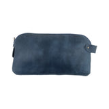 Hide & Drink, Large Rustic All Purpose Dopp Kit Utility Bag for Cords & Chargers, Travel Bag, Multi - Purpose Bag, Full Grain Leather, Handmade, Slate Blue