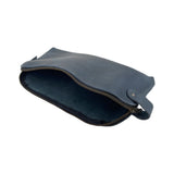Hide & Drink, Large Rustic All Purpose Dopp Kit Utility Bag for Cords & Chargers, Travel Bag, Multi - Purpose Bag, Full Grain Leather, Handmade, Slate Blue