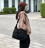 High Density Canvas Messenger Bag for Men/Women, 15 Inch Crossbody Shoulder Bag, Large Tote Bag for College/Travel/Work Daily Use（Black）