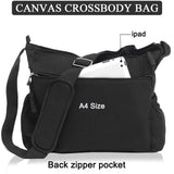 High Density Canvas Messenger Bag for Men/Women, 15 Inch Crossbody Shoulder Bag, Large Tote Bag for College/Travel/Work Daily Use（Black）