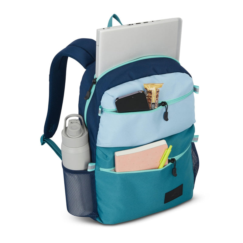 High Sierra Everclass Backpack - Travel or Work Laptop Bookbag with 360° Reflectivity, Dual Water Bottle Pockets & Fits Laptops Up To 15.6”, One Size, Glacial Blue/Sea/Tide Navy
