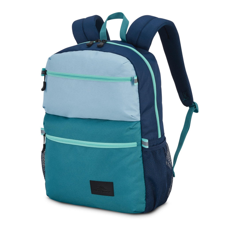 High Sierra Everclass Backpack - Travel or Work Laptop Bookbag with 360° Reflectivity, Dual Water Bottle Pockets & Fits Laptops Up To 15.6”, One Size, Glacial Blue/Sea/Tide Navy