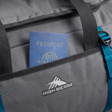High Sierra Fairlead Convertible Duffel Bag, Lightweight and Durable Weekender Duffel, easily converts into backpack, 64L Capacity, Steel Gray/Mercury/Blue
