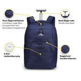 High Sierra Freewheel Pro Wheeled Backpack with 360 Degree Reflectivity, Adjustable Handle, Large Main Compartment, and Laptop Sleeve, Aquamarine