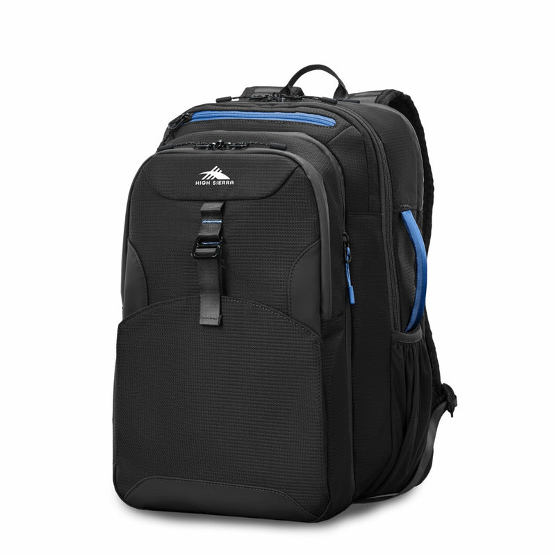 High Sierra Hi - Life 3 - in - 1 Convertible Backpack - Features Removable Daypack, Stack - It Strap, Adjustable Sternum Strap, Fleeced Pocket For Scratch Protection, Dual Water Bottle Pockets - Black/Blue