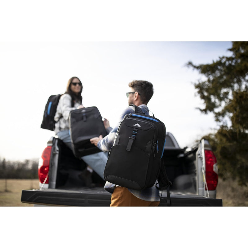 High Sierra Hi - Life 3 - in - 1 Convertible Backpack - Features Removable Daypack, Stack - It Strap, Adjustable Sternum Strap, Fleeced Pocket For Scratch Protection, Dual Water Bottle Pockets - Black/Blue