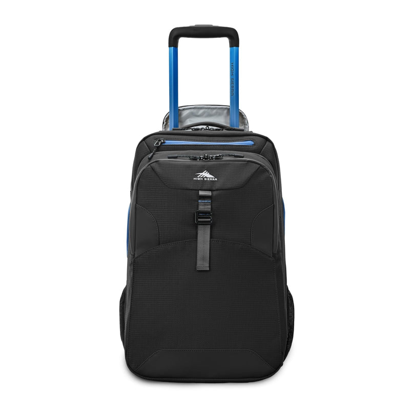 High Sierra Hi - Life 3 - in - 1 Convertible Wheeled Backpack - Features Removable Daypack, Stack - It Strap, Adjustable Handle, Fleeced Pocket For Scratch Protection, Dual Water Bottle Pockets - Black/Blue
